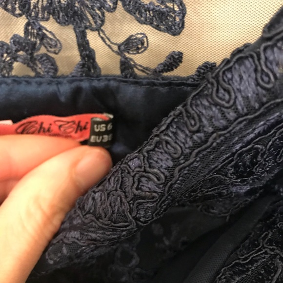 CHI CHI London ASOS 6 lace tulle Navy Retro Dress - Picture 4 of 7